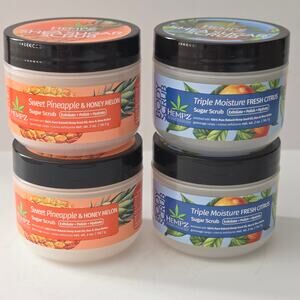 Hempz Shea Sugar Scrub Sweet Pineapple & Honey Melon, Fresh Citrus 4 piece
